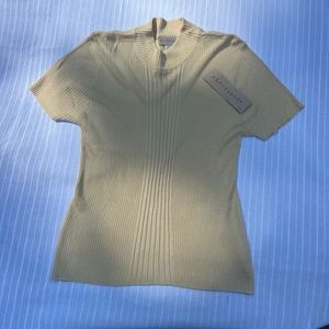 Apostrophe 100% Silk Women’s Ribbed Yellow Short Sleeve Shirt Sz L Vintage Sears
